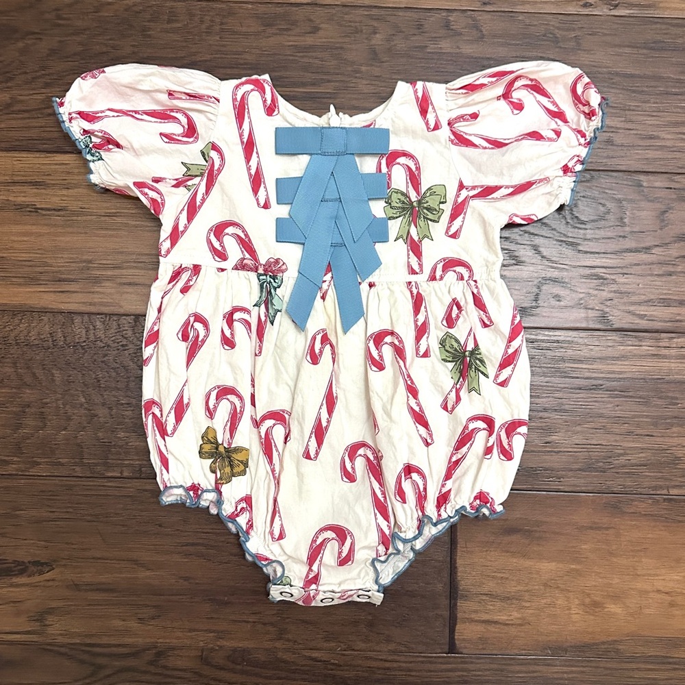 Pink Chicken Candy Cane Bubble Romper
